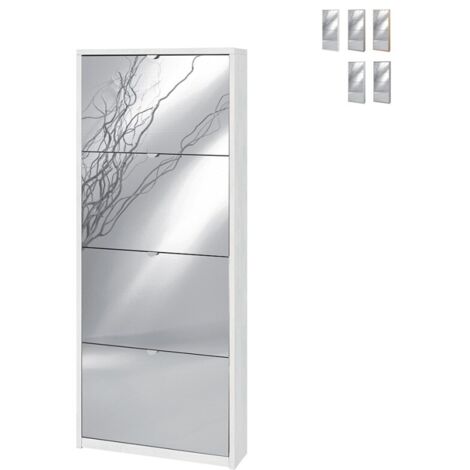 Armadio scarpiera slim bianco ossido con 4 ripiani a