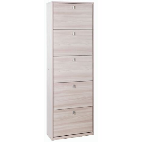 Armadio scarpiera slim olmo con 5 ripiani a ribalta.