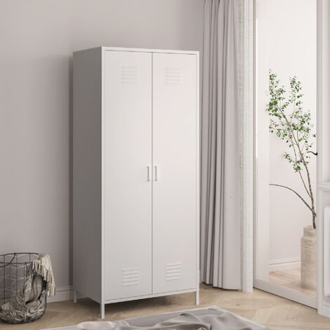 Armadio Seinäjoki per Guardaroba in Acciaio 180 x 76 x 50 cm - Bianco [en.casa]