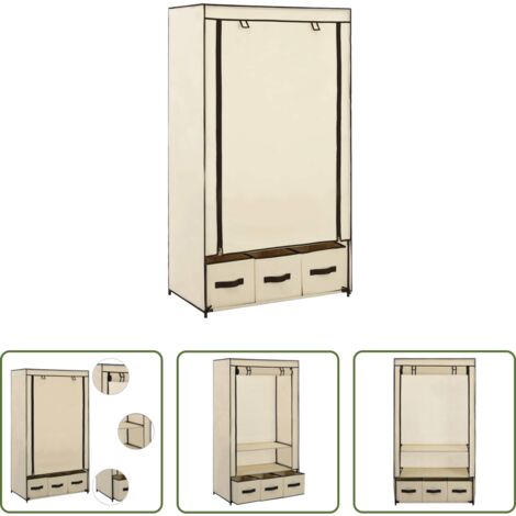 Armadio seminterrato -  Armadio Crema 87x49x159 cm in Tessuto