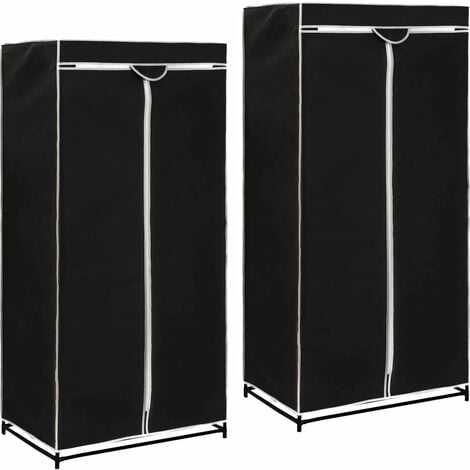 Armadio Set 2 pz in Tessuto con Cerniere e Appendiabiti Armadio Salvaspazio vari colori colore : nero