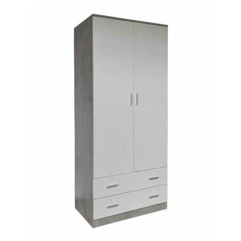 ARMADIO SPACE 2+2C CEMENTO/BIANCO F.  80X52X190CM