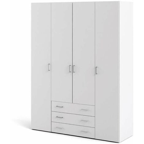 armadio space con 4 ante 3 cassetti, bianco, 154x49,5x200,4 cm