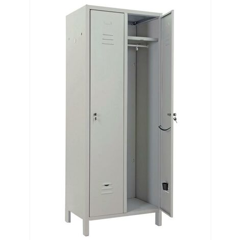 Armadio Spogliatoio Sporco/Pulito 2 Posti con Ripiano 68x35x180H cm Grigio RAL7035