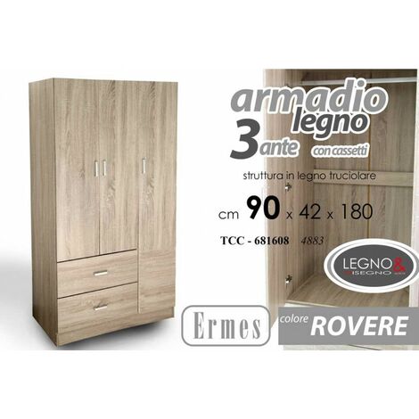 Armadio multiuso tre ante un cassetto Olmo Chiaro 77x34x h178 cm