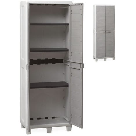 Armadio tuttopiani a 2ante+3ripiani grigio chiaro/grigio tort. art.034 - cm.65x38x178h.