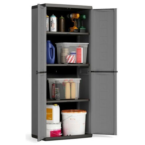 Armadio Tuttopiani alto in Resina 3 Ripiani Grigio 68x39x166 h Cm Keter Jolly