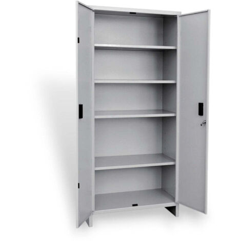 Armadio tuttopiani in metallo doppia anta con 4 ripiani e serratura - 80x40xH180 cm