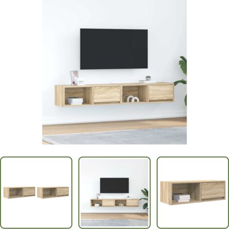 Armadio tv a parete -  Mobili TV 2 pz Rovere Sonoma 80x31x25,5 cm in Legno Multistrato