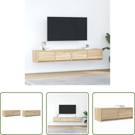 Armadio tv a parete -  Mobili TV 2 pz Rovere Sonoma 80x31x25,5 cm in Legno Multistrato