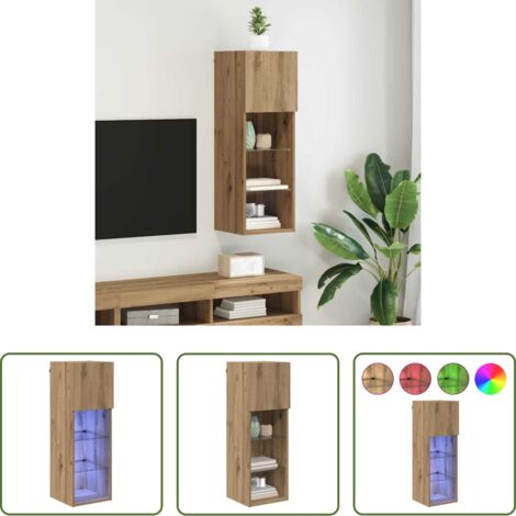 Armadio tv da parete -  Mobile TV da Parete Rovere artigianale 30,5 x 30 x 90 cm