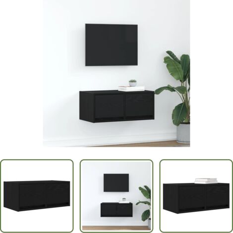 Armadio tv in legno -  Mobile Porta TV Rovere Nero 60x31x25,5 cm in Legno Multistrato