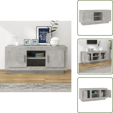 Armadio tv in legno multistrato - vidaXL Mobile Porta TV Grigio Cemento 102x35x45cm in Legno Multistrato -
