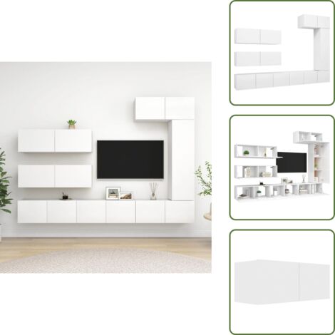 Armadio TV in legno - vidaXL Set di Mobili Porta TV 7 pz Bianco in Legno Multistrato -