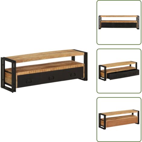 Armadio TV industriale - vidaXL Mobile Porta TV 120x30x40 cm in Legno Massello di Mango -