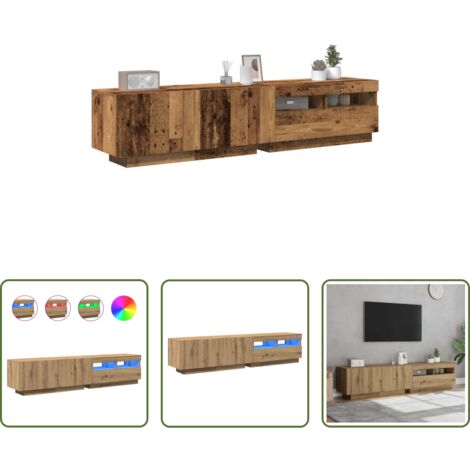 Armadio TV -  Mobile Porta TV con LED Artigianale 180x35x40 cm Multistrato