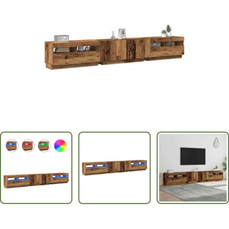 Armadio TV - Mobile Porta TV con LED Legno Antico 260x35x40 cm Truciolato