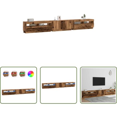 Armadio TV -  Mobile Porta TV con LED Legno Antico 300x35x40 cm Truciolato