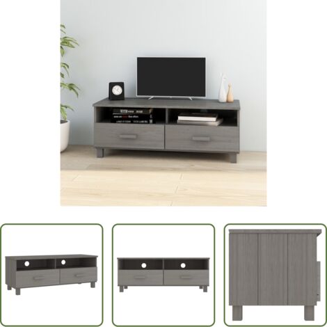 Armadio TV -  Mobile Porta TV Grigio Chiaro 106x40x40 cm in Massello di Pino