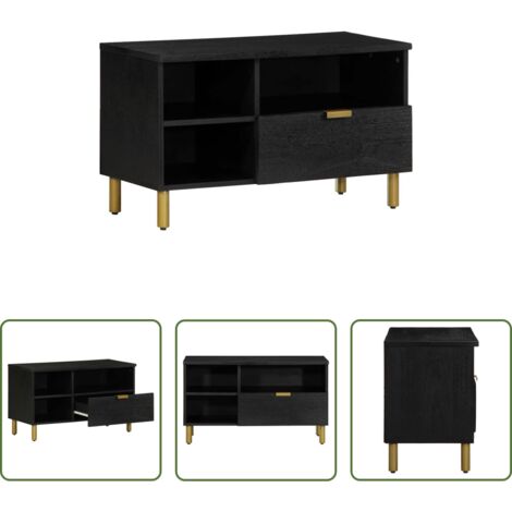 Armadio TV -  Mobile Porta TV Nero 80x33x46 cm in Legno Multistrato