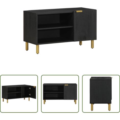 Armadio TV -  Mobile Porta TV Nero 80x33x46 cm in Legno Multistrato