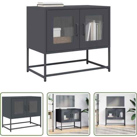Armadio TV -  Mobile TV Antracite 68x39x60,5 cm in Acciaio Laminato a Freddo
