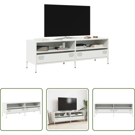 Armadio TV -  Mobile TV Bianco 135x39x43,5 cm in Acciaio Laminato a Freddo