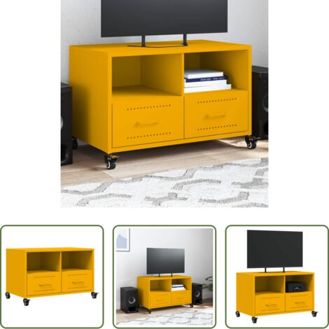 Armadio TV -  Mobile TV Giallo Senape 68x39x43,5cm Acciaio Laminato a Freddo