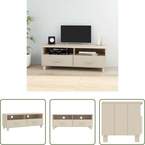 Armadio TV -  Mobile TV HAMAR ambra 106x40x40 cm in Legno Massello di Pino