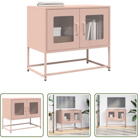 Armadio TV -  Mobile TV Rosa 68x39x60,5 cm in Acciaio Laminato a Freddo