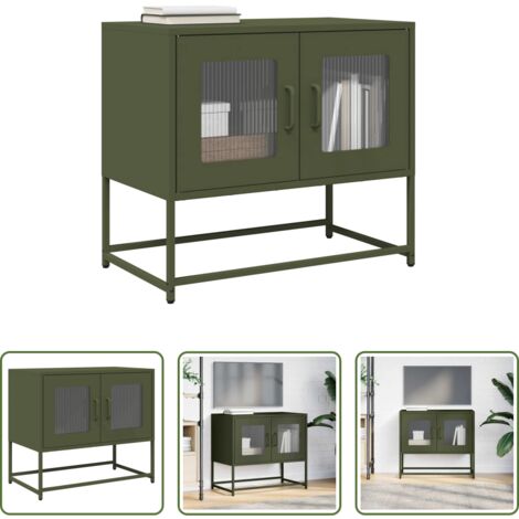 Armadio TV -  Mobile TV Verde Oliva 68x39x60,5cm in Acciaio Laminato a Freddo