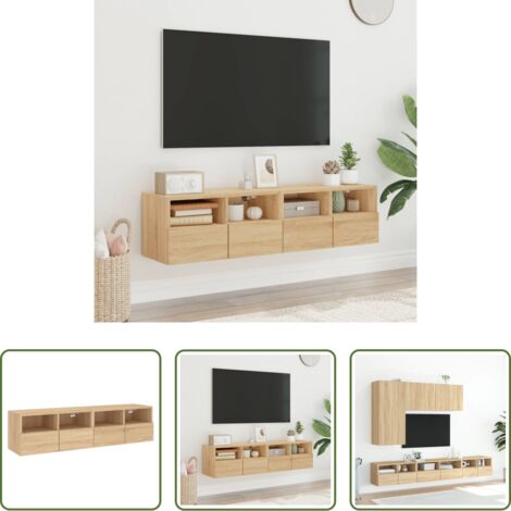 Armadio TV -  Mobili TV Parete 2pz Rovere Sonoma 60x30x30cm Legno Multistrato