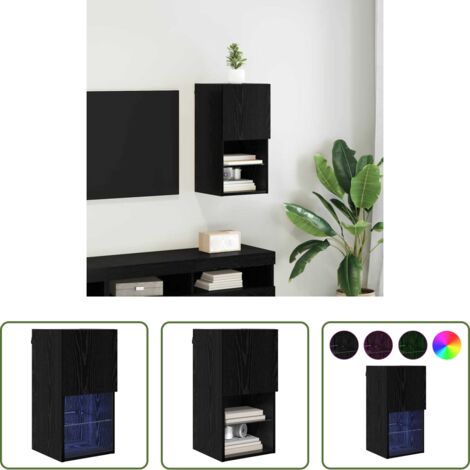 Armadio tv moderno -  Mobile TV da Parete Rovere Nero 30,5 x 30 x 60 cm
