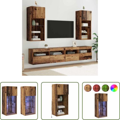 Armadio tv moderno -  Mobiletti TV a parete 2 pcs Legno vecchio 40,5 x 30 x 90 cm