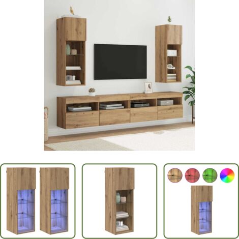 Armadio tv moderno -  Mobiletti TV a parete 2 pcs Rovere artigianale