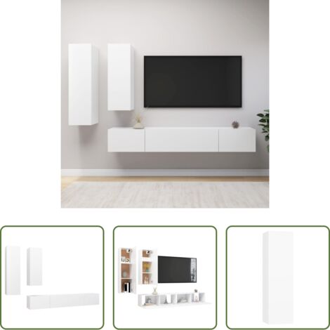 Armadio TV -  Set di Mobili Porta TV 4 pz Bianco in Legno Multistrato