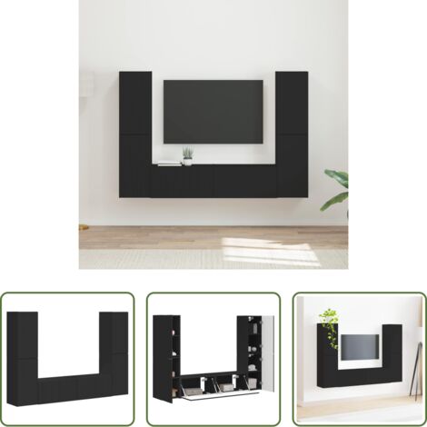 Armadio TV -  Set mobile TV 6 pcs Nero Legno multistrato