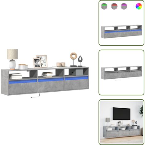 Armadio TV - vidaXL Mobile TV a Parete con LED Grigio Cemento 180x31x45 cm - Armadio a parete