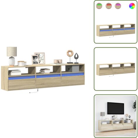 Armadio TV - vidaXL Mobile TV a Parete con LED Rovere Sonoma 180x31x45 cm - Armadio con LED