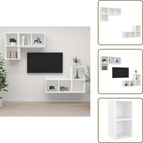 Armadio TV - vidaXL Mobili TV a Parete 4 pz Bianco in Legno Multistrato - Armadio per audio