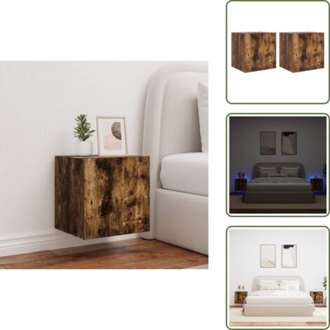 Armadio TV - vidaXL Mobili TV a Parete con Luci LED 2pz Rovere Fumo 40,5x35x40 cm - Armadio a parete