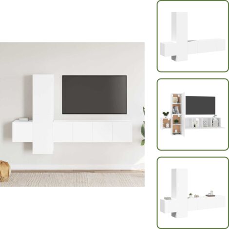Armadio TV - vidaXL Set di Mobili Porta TV 5 pz Bianco in Legno Multistrato - Mobili TV