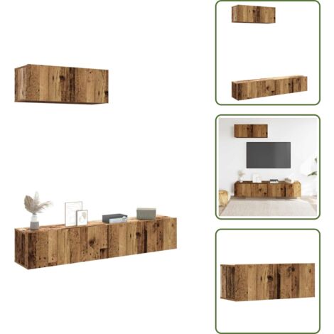 Armadio TV - vidaXL Set Mobile TV 3 pz Montato a Parete Legno Antico in Truciolato - Armadio a parete