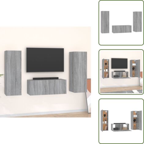 Armadio TV - vidaXL Set Mobili Porta TV 3 pz Grigio Sonoma in Legno Multistrato - Armadio in legno