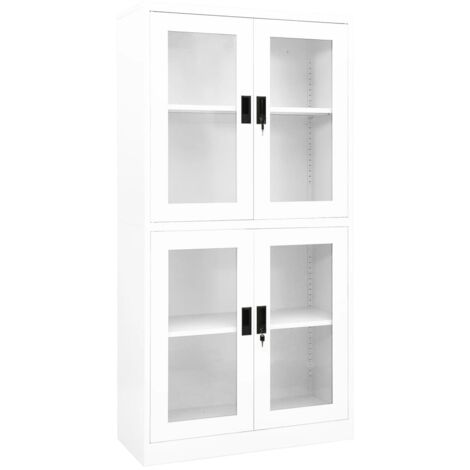 Armadio Ufficio 90x40x180cm Acciaio e Vetro con scomparti interni vari colori colore : Bianco