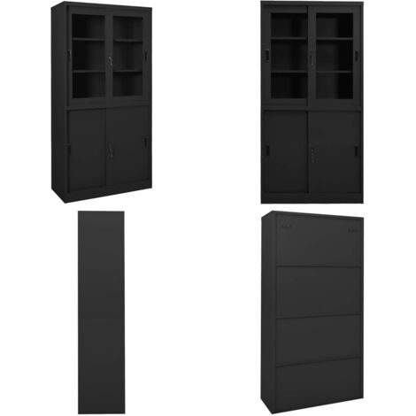 Armadio Ufficio Anta Scorrevole Antracite 90x40x180 cm Acciaio - Armadio scorrevole - Armadio anta