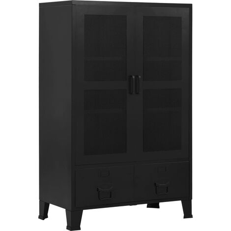 Armadio Ufficio Reticolato Industriale Nero 75x40x120cm Acciaio vidaXL