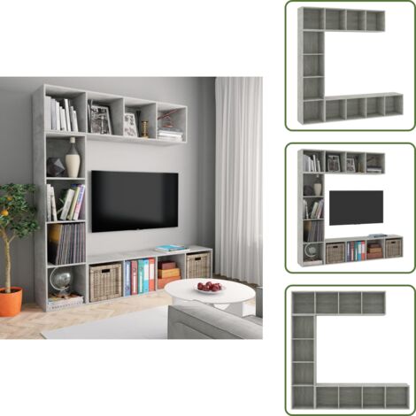 Armadio - vidaXL Set Mobili Libreria/Porta TV 3 pz Grigio Cemento 180x30x180 cm - Armadio da parete