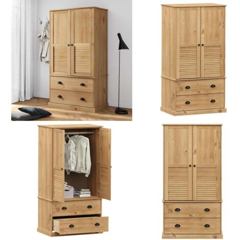 Armadio VIGO 90x55x170 cm in Legno Massello di Pino - Armadio in pino - Armadio con cassetti