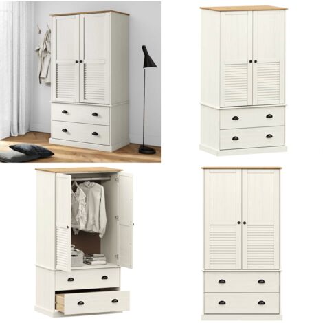 Armadio VIGO 90x55x170 cm in Legno Massello di Pino Bianco - Armadio per camera da letto - Armadio in pino